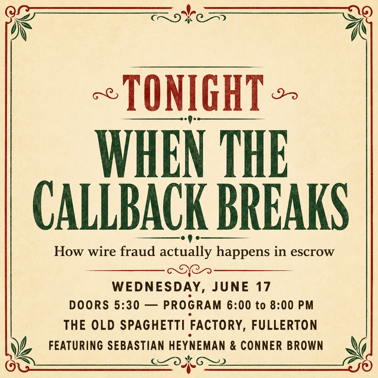 When the Callback Breaks — tonight announcement flyer