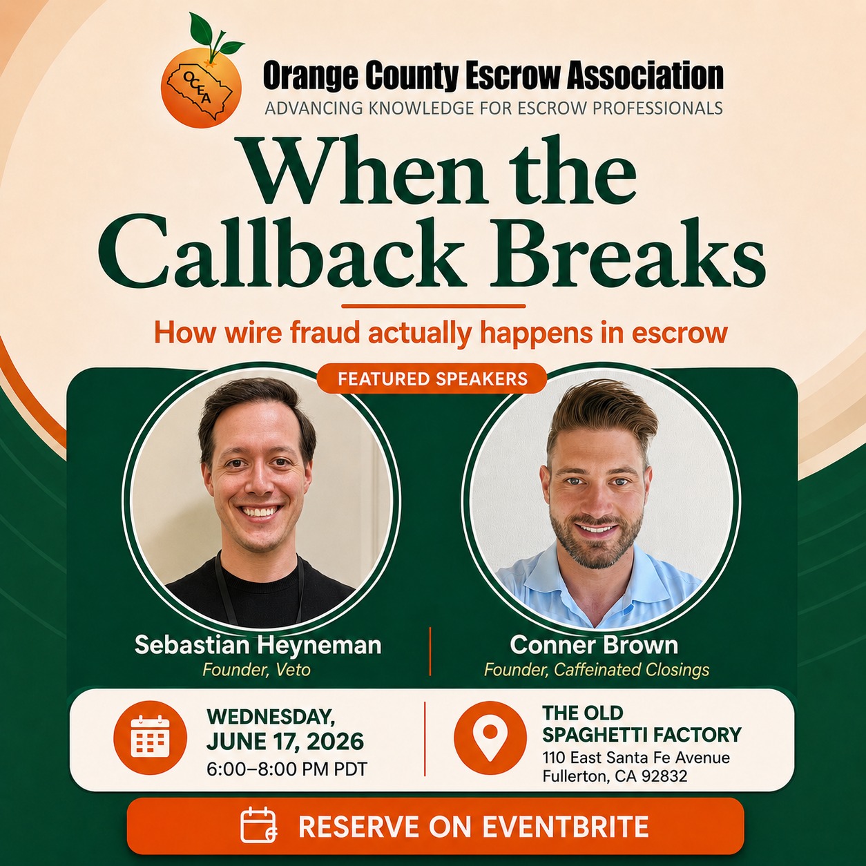 When the Callback Breaks event flyer featuring Sebastian Heyneman and Conner Brown