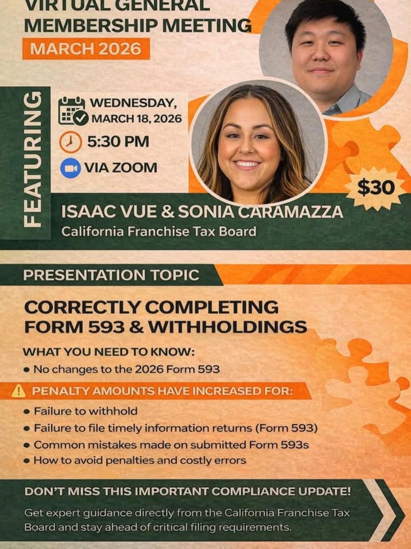 Correctly Completing Form 593 & Withholdings event flyer
